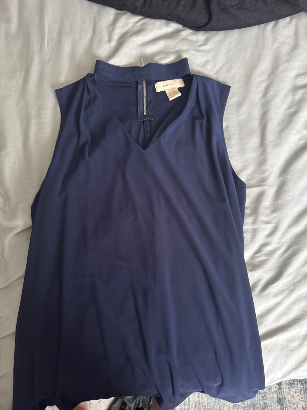 Sleeveless V-Neck Navy Camisole with Mock Neck
